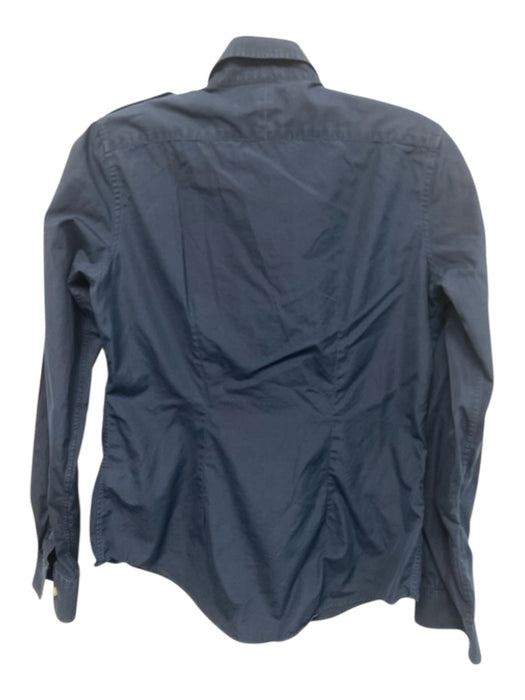 Ann Mashburn Size S Navy Cotton Collar Button Down pocket Long Sleeve Top Navy / S