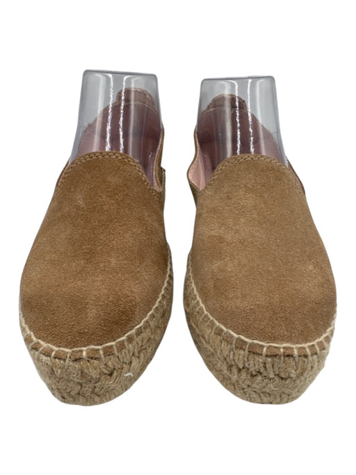Manebi Shoe Size 37 Taupe Brown Suede Upper Round Toe Raffia Platform Espadrille Taupe Brown / 37
