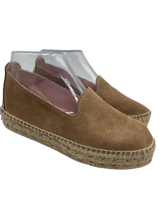 Manebi Shoe Size 37 Taupe Brown Suede Upper Round Toe Raffia Platform Espadrille Taupe Brown / 37