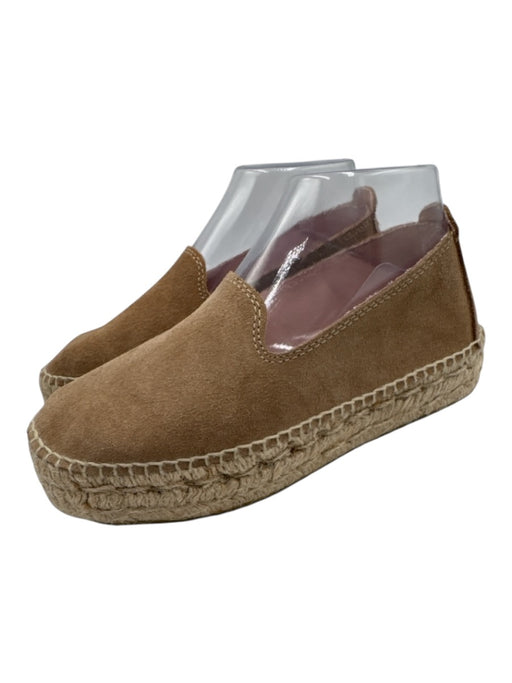 Manebi Shoe Size 37 Taupe Brown Suede Upper Round Toe Raffia Platform Espadrille Taupe Brown / 37