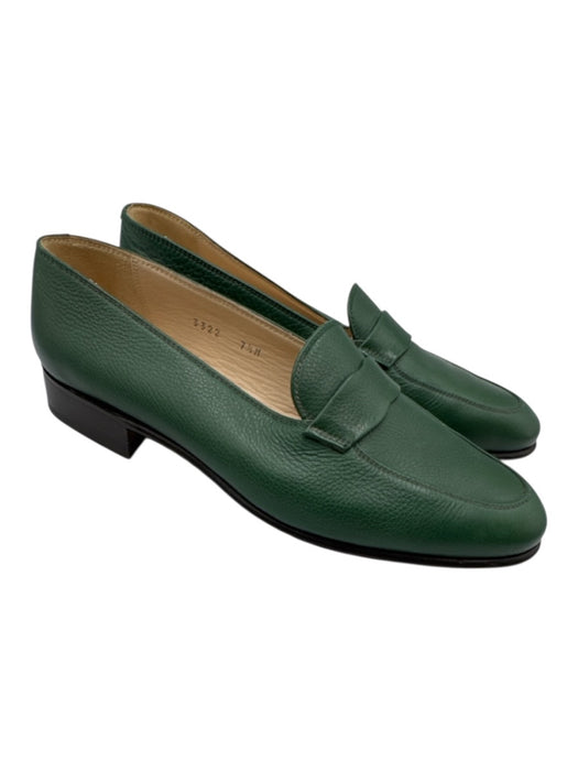 Silvia Fiorentina Shoe Size 7.5 Green Leather Almond Toe Penny Loafer Loafers Green / 7.5