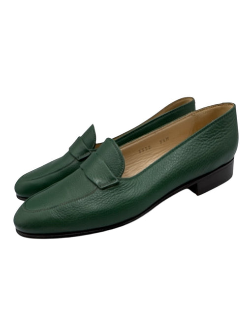 Silvia Fiorentina Shoe Size 7.5 Green Leather Almond Toe Penny Loafer Loafers Green / 7.5