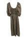 La Ligne Size S Brown, Tan & Cream Viscose Elastic Chest Puff Half Sleeve Dress Brown, Tan & Cream / S