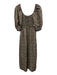 La Ligne Size S Brown, Tan & Cream Viscose Elastic Chest Puff Half Sleeve Dress Brown, Tan & Cream / S