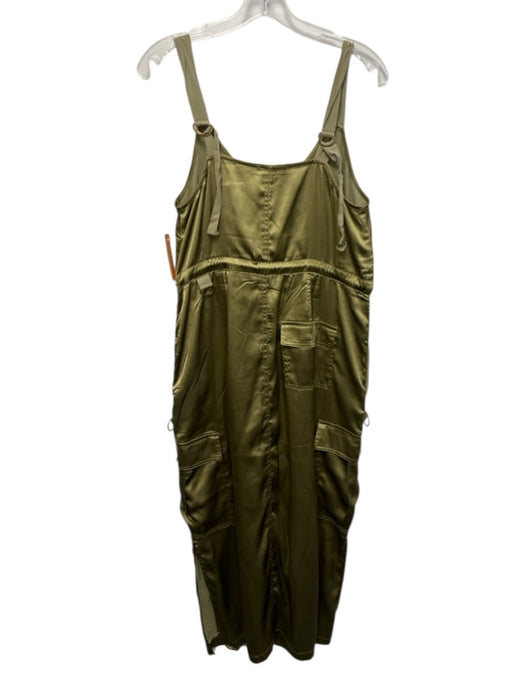 Love The Label Size S/P Olive Green Polyester & Cotton Satin Sleeveless Dress Olive Green / S/P