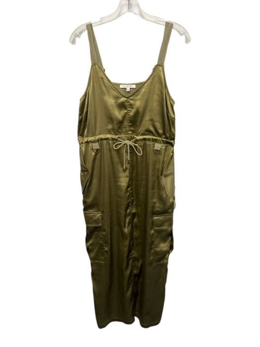 Love The Label Size S/P Olive Green Polyester & Cotton Satin Sleeveless Dress Olive Green / S/P