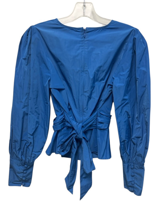 Veronica Beard Size xs / 2 Blue Polyester Long Sleeve Criss Cross V Neck Top Blue / xs / 2