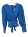 Veronica Beard Size xs / 2 Blue Polyester Long Sleeve Criss Cross V Neck Top Blue / xs / 2