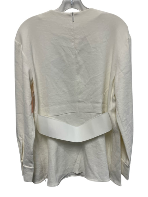 Tibi Size 4 Ivory White Polyester Scoop Neck Back Zip Metal Accent Top Ivory White / 4