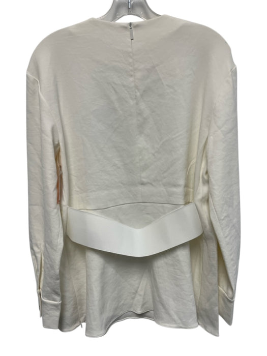 Tibi Size 4 Ivory White Polyester Scoop Neck Back Zip Metal Accent Top Ivory White / 4