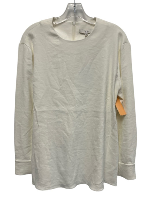 Tibi Size 4 Ivory White Polyester Scoop Neck Back Zip Metal Accent Top Ivory White / 4