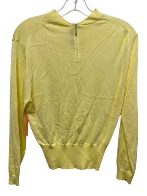 Tibi Size S Yellow Viscose Blend Mock Neck Knit Back Zip Long Sleeve Top Yellow / S
