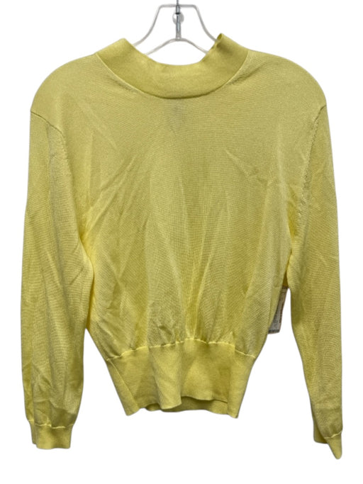 Tibi Size S Yellow Viscose Blend Mock Neck Knit Back Zip Long Sleeve Top Yellow / S