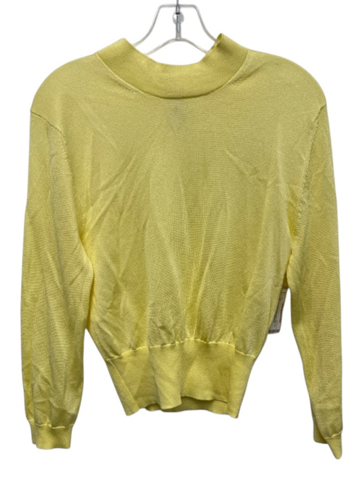 Tibi Size S Yellow Viscose Blend Mock Neck Knit Back Zip Long Sleeve Top Yellow / S