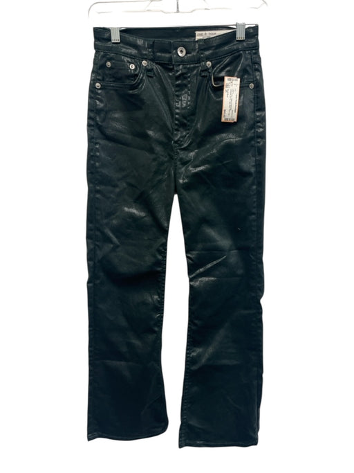 Rag & Bone Size 25 Dark Green Cotton & Polyester Shimmer Zip Fly High Rise Jeans Dark Green / 25