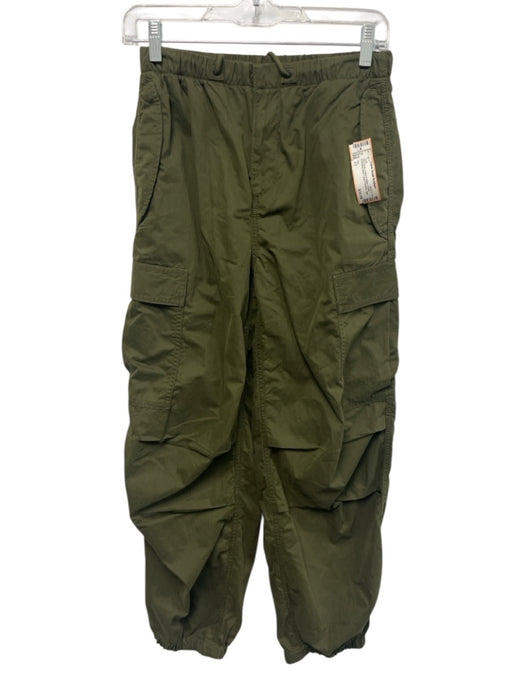 TNA Size XS Olive Green Cotton & Nylon Elastic Drawstring Waist High Rise Pants Olive Green / XS
