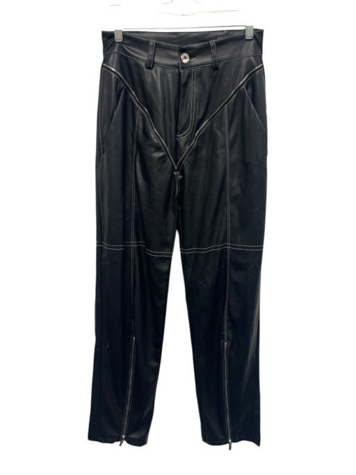Maniere De Voir Size 10 Black & White Polyester & Polyurethane Pleather Pants Black & White / 10