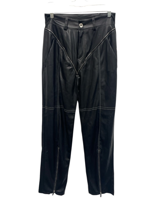 Maniere De Voir Size 10 Black & White Polyester & Polyurethane Pleather Pants Black & White / 10