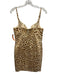 Escada Size 36 Cream & Brown Linen Spaghetti Strap Animal Print Mini Dress Cream & Brown / 36