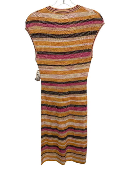 M Missoni Size 40 Pink, Orange & Black Viscose Sleeveless Stripe Knit Dress Pink, Orange & Black / 40
