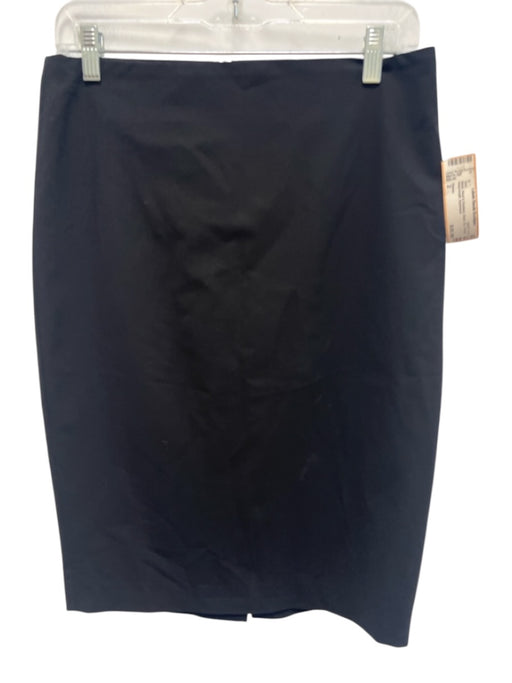 Theory Size 2 Black Wool & Elastane Back Zip Pencil Knee length Skirt Black / 2