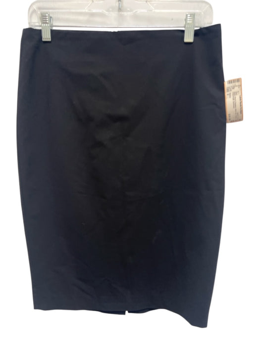 Theory Size 2 Black Wool & Elastane Back Zip Pencil Knee length Skirt Black / 2