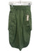Tibi Size 00 Green Cotton Elastic Waist Flap Pockets Side Slit Midi Skirt Green / 00
