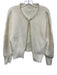 Vita Grace Size S Cream & White Wool & Polyester Distressed Faux Pearl Cardigan Cream & White / S