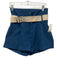 Sea New York Size 4 Blue & Cream Linen & Viscose Zip Fly High Rise Cuffed Shorts Blue & Cream / 4