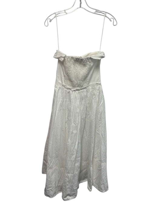 Pilcro Size S Cream White Cotton Strapless Denim Fabric Block Raw Detail Dress Cream White / S