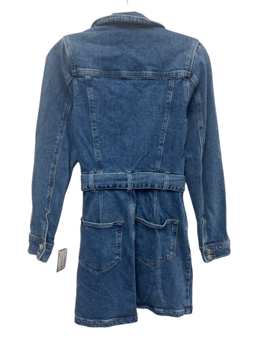 Paige Size 2 Medium Wash Cotton Blend Denim Long Sleeve Button Front Dress Medium Wash / 2