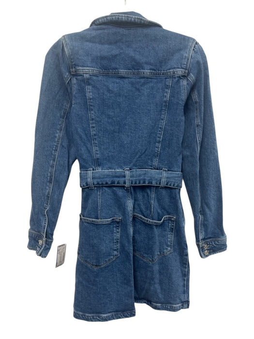 Paige Size 2 Medium Wash Cotton Blend Denim Long Sleeve Button Front Dress Medium Wash / 2
