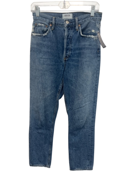 Agolde Size 25 Medium Wash Cotton Denim Distressed Button Fly Slim Jeans Medium Wash / 25