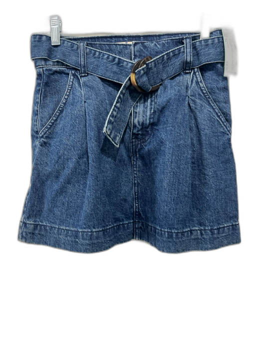 We The Free Size 24 Blue Cotton Denim Belted Pockets Mini Skirt Blue / 24