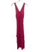 En Creme Size S Hot pink Viscose Blend Metallic Thread Flocked Dots V Neck Dress Hot pink / S