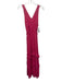 En Creme Size S Hot pink Viscose Blend Metallic Thread Flocked Dots V Neck Dress Hot pink / S