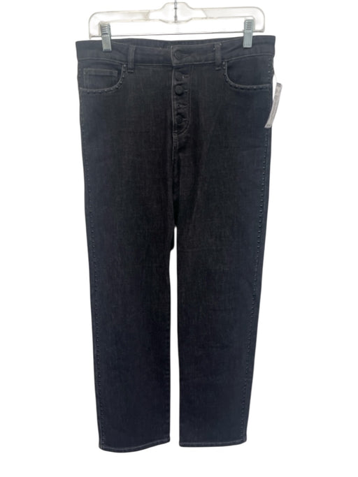 IKKS Size 38 Charcoal Black Cotton Blend Denim Studded Button Fly Jeans Charcoal Black / 38