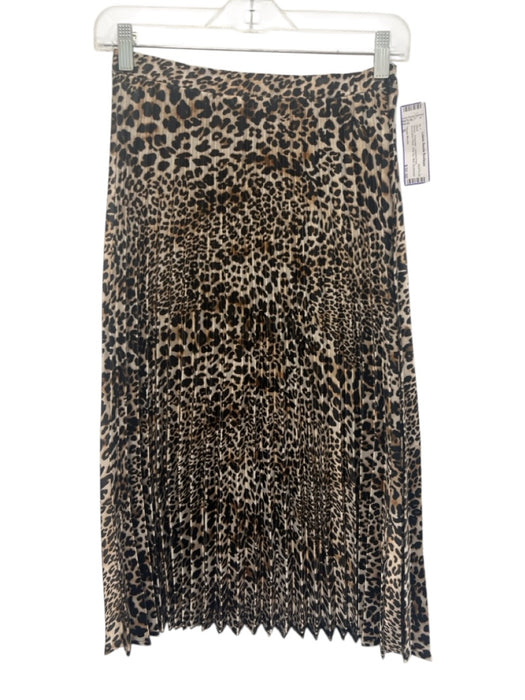 Haute Monde Size S Brown Polyester Leopard Print Accordion Pleat Side Zip Skirt Brown / S