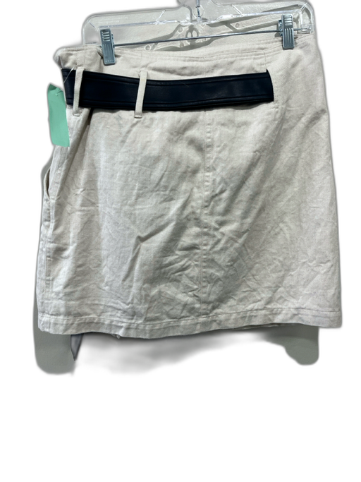 A.L.C. Size S / 6 Beige White & Black Cotton & Linen Wrap Belt Mini Skirt Beige White & Black / S / 6