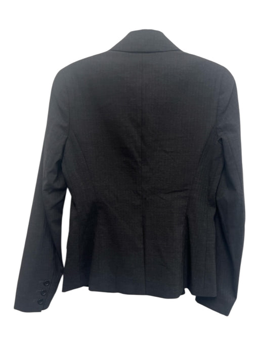 Theory Size 0 Black & Gray Wool Blend Grid Flap Pocket Two Button Blazer Jacket Black & Gray / 0