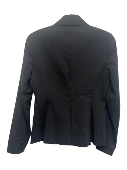 Theory Size 0 Black & Gray Wool Blend Grid Flap Pocket Two Button Blazer Jacket Black & Gray / 0