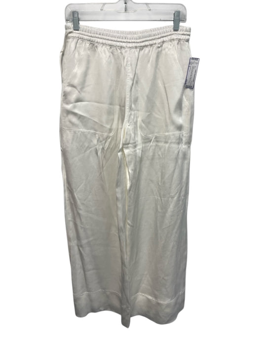 Club Monaco Size S Cream White Viscose Elastic & Drawstring Waist Satin Pants Cream White / S
