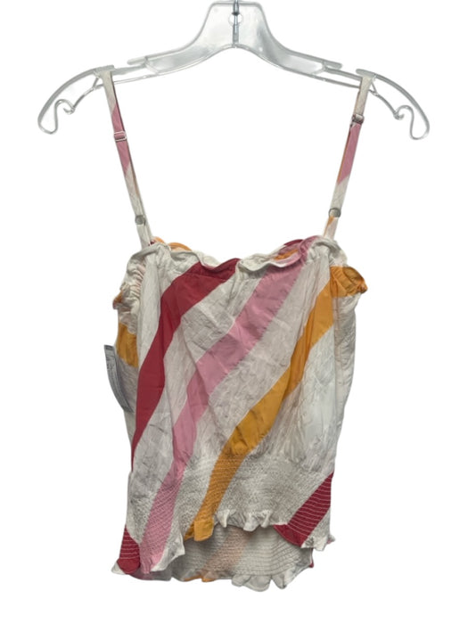 Ramy Brook Size XS White, red & orange Rayon Blend Metallic Thread Stripe Top White, red & orange / XS