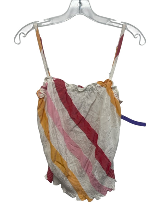 Ramy Brook Size XS White, red & orange Rayon Blend Metallic Thread Stripe Top White, red & orange / XS
