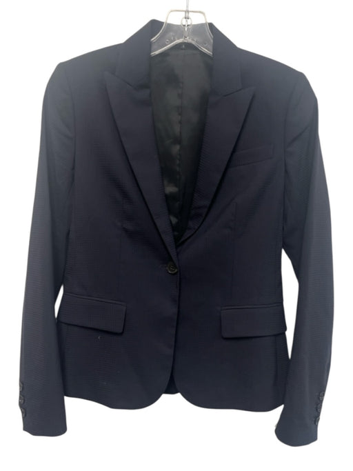 Theory Size 0 Midnight blue Wool Blend Tonal Grid Flap Pocket One Button Jacket Midnight blue / 0