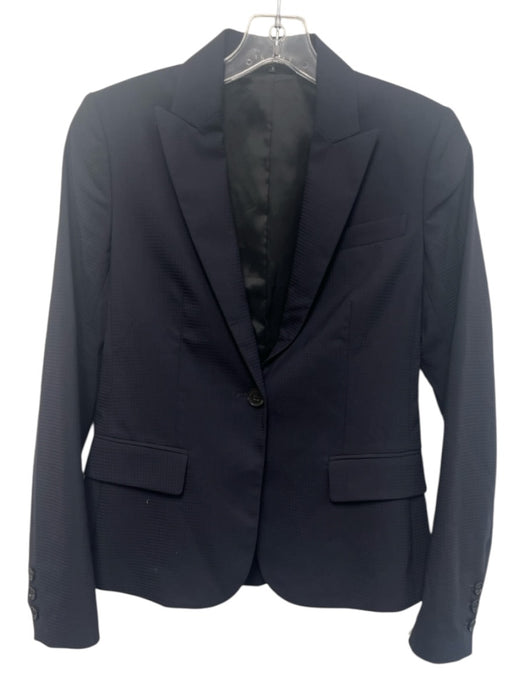 Theory Size 0 Midnight blue Wool Blend Tonal Grid Flap Pocket One Button Jacket Midnight blue / 0