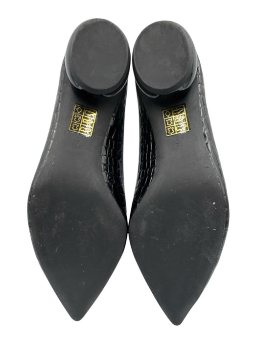Jeffrey Campbell Shoe Size 6 Black Leather Upper Patent Croc Embossed Loafers Black / 6