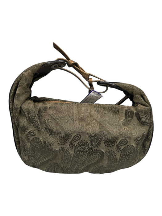 Couture Donald J Pliner Olive Green & Bronze Textile & Leather Zip Top Bag Olive Green & Bronze
