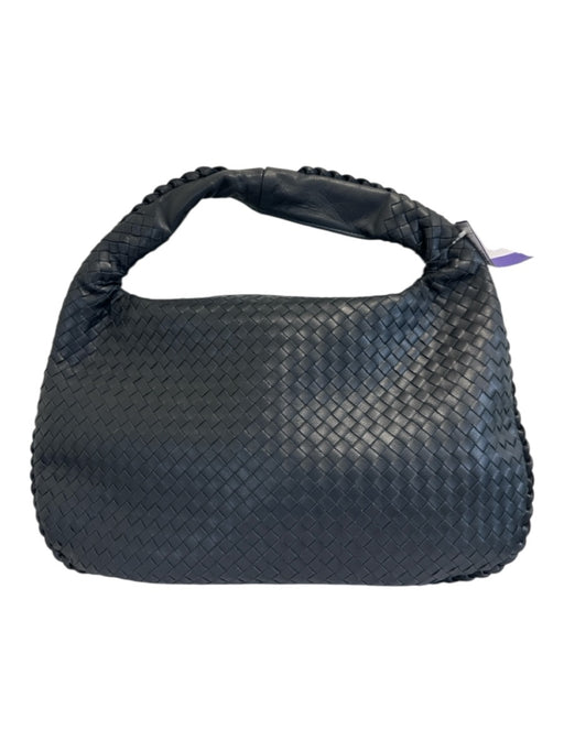 Midnight blue Leather Woven Top Handle Zip Top Hand Bag Midnight blue