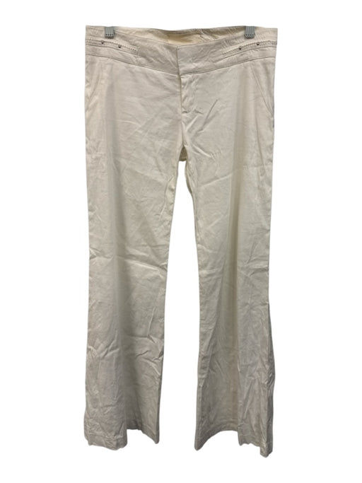 Ya-Ya Size 2 Cream White Linen Stud Detail Hook & Zip Fly Wide Leg Palazzo Pants Cream White / 2